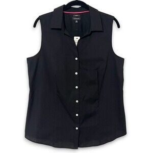 Talbots Black Non-Iron Sleeveless Button Down Blouse Business Casual Sz 12 NEW